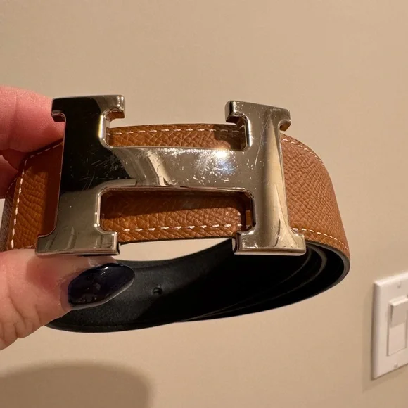 Hermes leather reversible belt, men’s